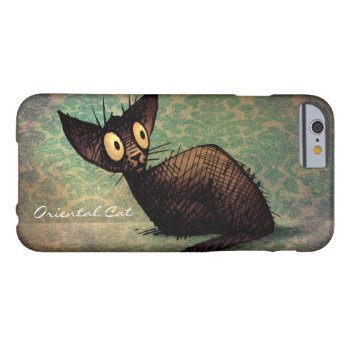 Black Oriental Shorthair Cat Art Barely There Iphone 6 Case by StrangeStore at Zazzle