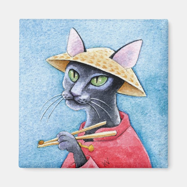 Black Oriental Shorthair Cat magnet (Front)