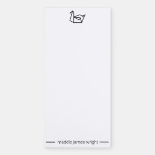 Black Origami Paper Swan Crane Stationery Notepad