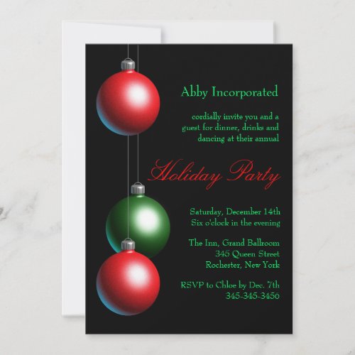 Black Ornament Holiday Invitation corp