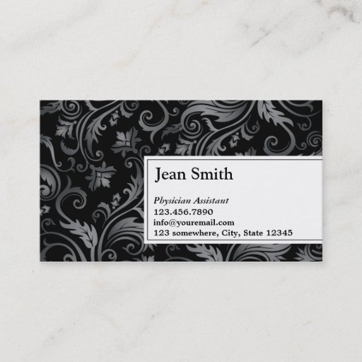 Customizable Black Ornament Physician Assistant Business Card