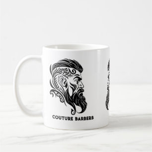 Black ornamental abstract barber logo coffee mug