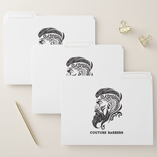 Black ornamental abstract barber logo file folder (Set)