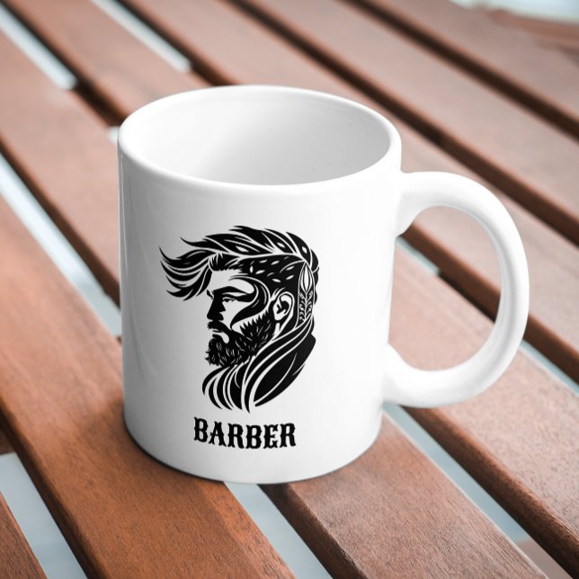 Black ornamental barber logo coffee mug (Creator Uploaded)