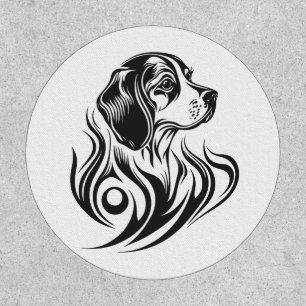 Black Ornamental Dog Logo Beagle Breed Patch