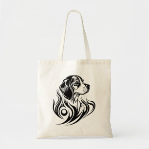 Black Ornamental Dog Logo Beagle Breed Tote Bag