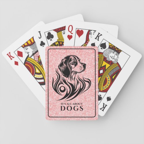 Black Ornamental Illustration Dog Beagle Breed Playing Cards