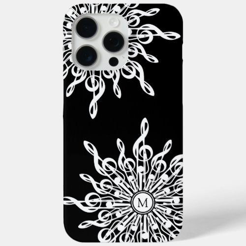 Black Ornamental Treble Clef Monogram iPhone 15 Pro Max Case