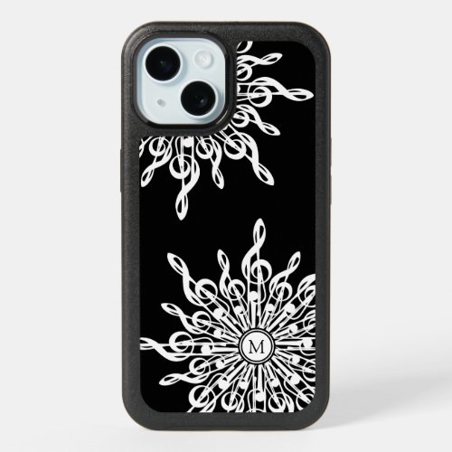 Black Ornamental Treble Clef Monogram iPhone 15 Case