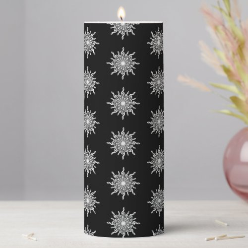 Black Ornamental Treble Clef Pattern Pillar Candle