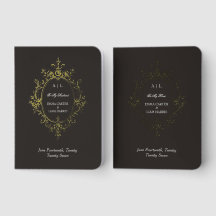 Black Ornate Crest Gold Foil Vow Books