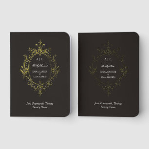Black Ornate Crest Gold Foil Vow Books