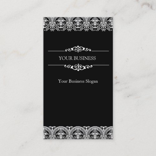 Black Ornate Damask Business Card Template