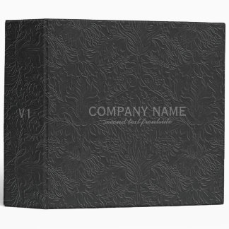 Black Ornate Floral Pattern Embossed Look Binder
