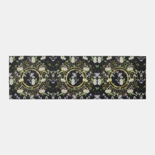 Black Ornate flourish floral Outdoor Rug