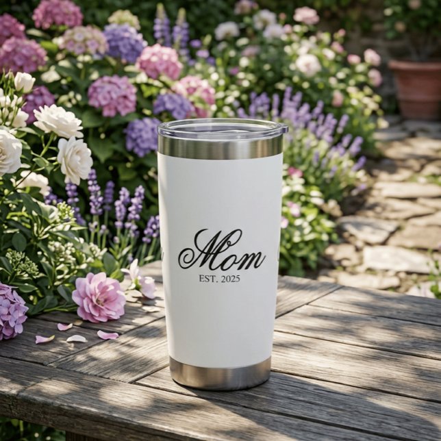 Black Ornate Script Established Mom Insulated Tumbler (Creator Uploaded)