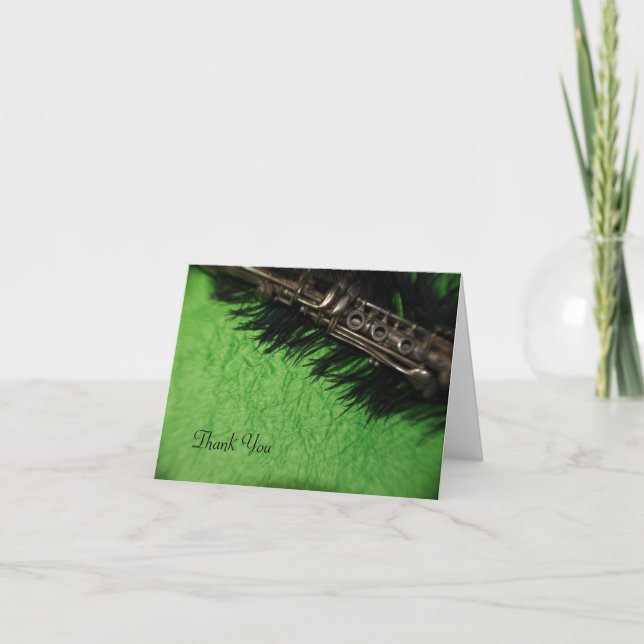 Black Ostrich and  Clarinet Wedding Thank You (Front)