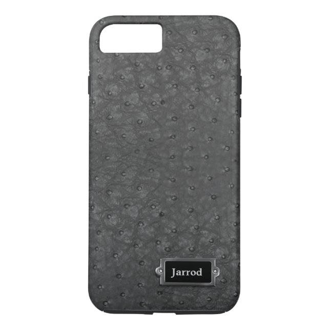 Black Ostrich Leather Look iPhone 7 Plus Case (Back)