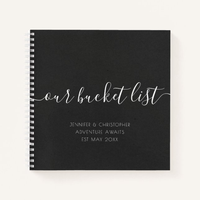 Black Our Bucket List Couples Keepsake Notebook (Front)