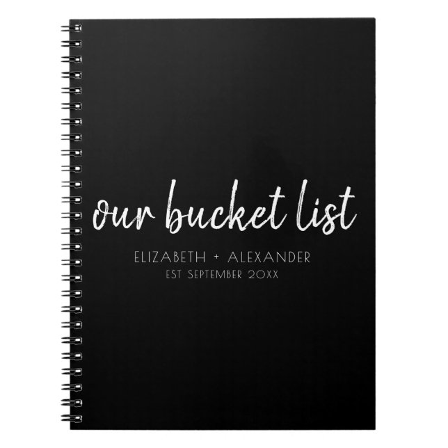 Black Our Bucket List Couples Keepsake Notebook (Front)
