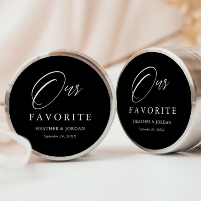 Black Our Favorite Wedding Treat Box  Classic Round Sticker (Creator Uploaded)