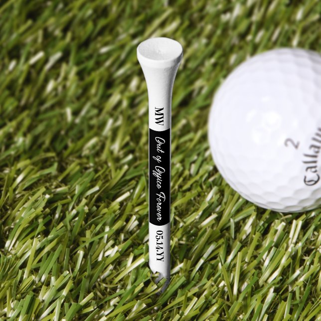 Black Out of Office Forever Retirement Date Golf Tees (Grass)