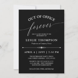 Black Out of Office Forever Retirement Party Invitation | Zazzle