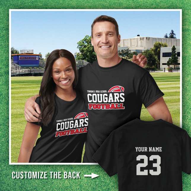 BLACK OUT Tomball High Cougars Football name # T-Shirt (Creator Uploaded)