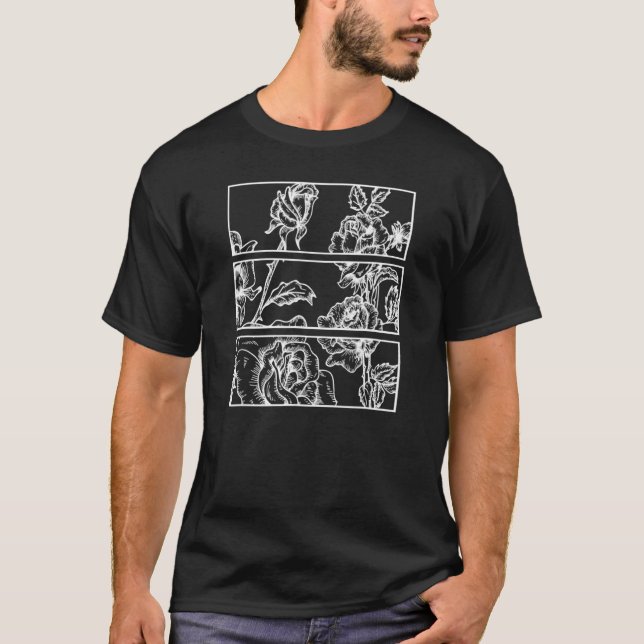 Black Outfit Roses Aesthetic Clothing Soft Grunge  T-Shirt (Front)