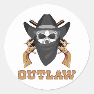 Outlaw Skull Stickers | Zazzle