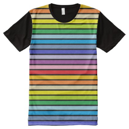 Black Outlined Broader Spectrum Rainbow Stripes All-Over-Print Shirt