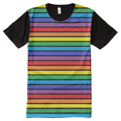 Black Outlined Rainbow Stripes All-Over-Print Shirt