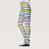 Outlined Rainbow Stripes Black Leggings