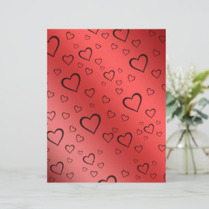 Black Outlines Hearts on Red Ombre Scrapbook Paper