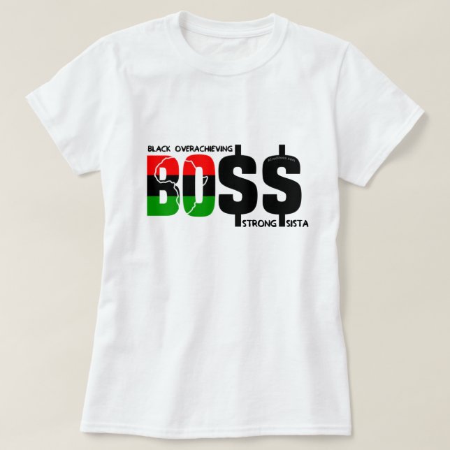 Black Overachieving Strong Sista T-Shirt (Design Front)