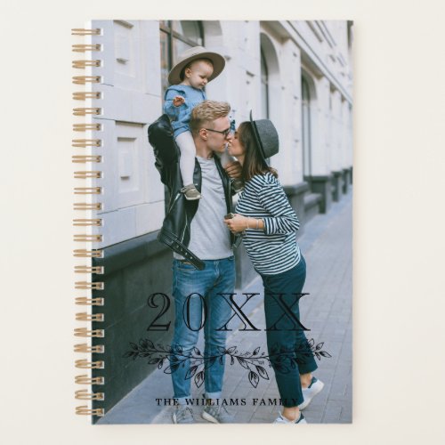 Black Overlay Half Wreath Year Name Photo Planner