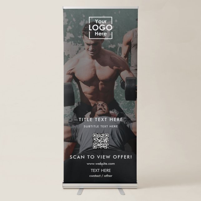 Black Overlay Photography Fitness Photo Gym Logo Retractable Banner (Front)