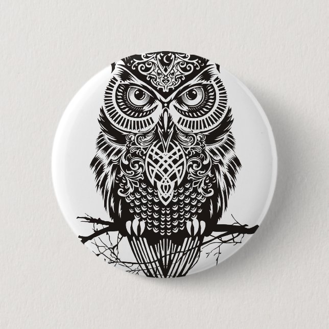 Black Owl Button (Front)