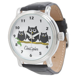 Black Owl Design Personalised Watch