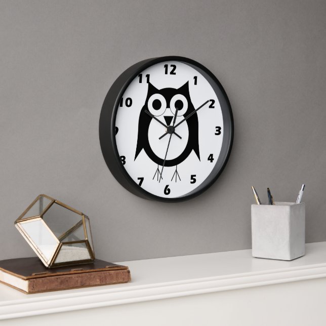 Black Owl Design Wall Clock (Office)