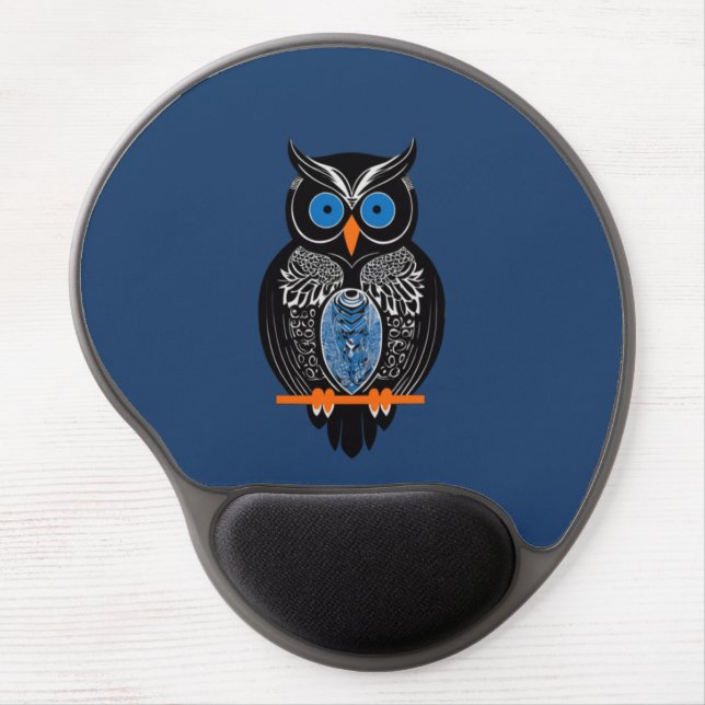 Black Owl Gel Mouse Pad (Front)