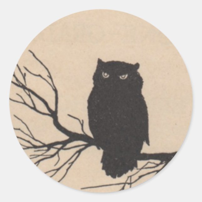 Black Owl - Halloween Sticker (Front)