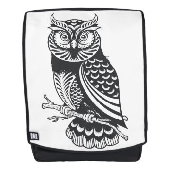 Black Owl Illustration Backpack by artOnWear at Zazzle