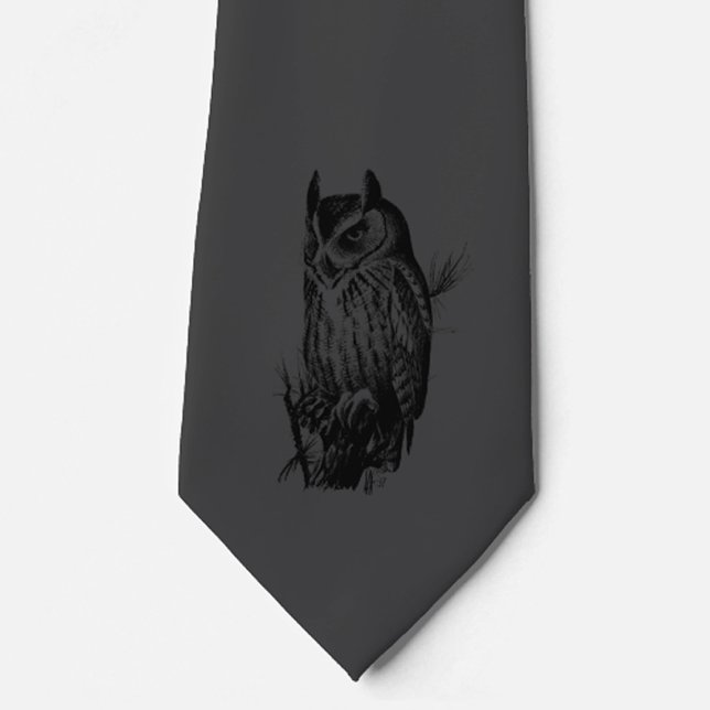 Black Owl | Neck Tie | Charcoal and Black (Creator Uploaded)