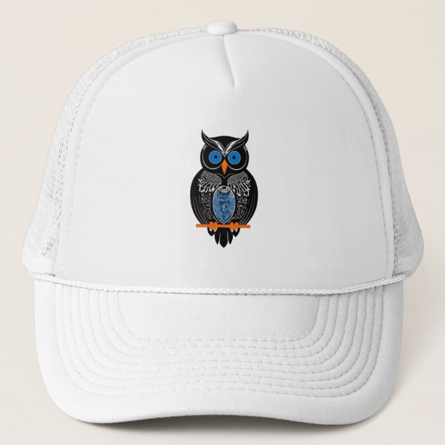 Black Owl Trucker Hat (Front)