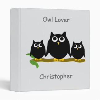 Black Owls Design Any Colour Background 3 Ring Binder