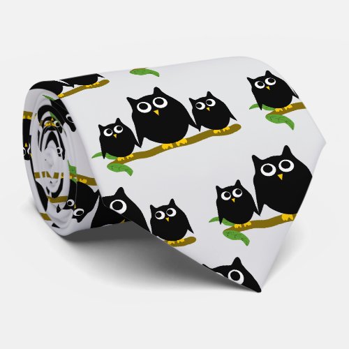 Black Owls Design Any Colour Background Neck Tie