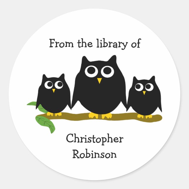 Black Owls Design Bookplate (Front)