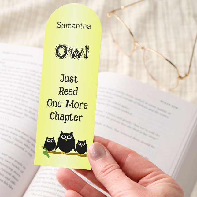 Black Owls Design Personalised Bookmarks (Hand)