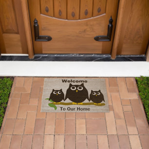 Black Owls Design Personalised Fiber Doormat